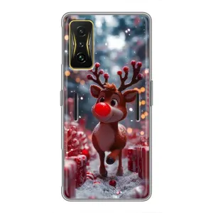 Яркий чехол для Xiaomi POCO F4 GT с Зимними Оленятами (Олень среди подарков)