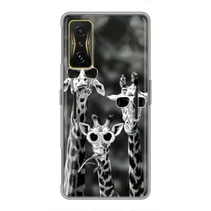 Силіконовий чохол з КАРТИНКАМИ літо для Xiaomi POCO F4 GT (AlphaPrint) (Жирафи в окулярах)