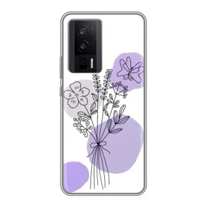 Силконовий чохол з принтом в квітах на Xiaomi POCO F5 Pro (Букет фіолетова абстракція)