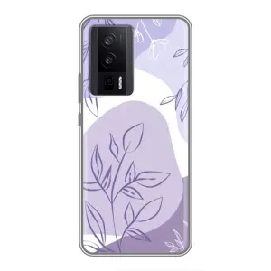 Силконовий чохол з принтом в квітах на Xiaomi POCO F5 Pro (Фіолетове листя абстракція)