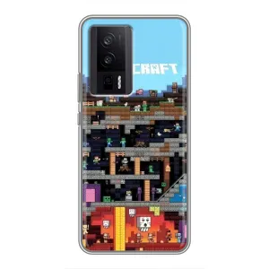 Чохол Майнкрафт на Xiaomi POCO F5 Pro (AlphaPrint) Minecraft (фон Minecraft)