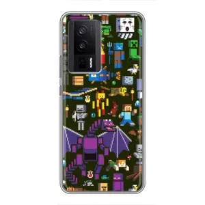 Чохол Майнкрафт на Xiaomi POCO F5 Pro (AlphaPrint) Minecraft (Колаж Майнкрафт)