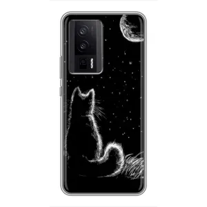Чехол с принтом для Xiaomi POCO F5 Pro (AlphaPrint) Модные коты (Котик и луна)