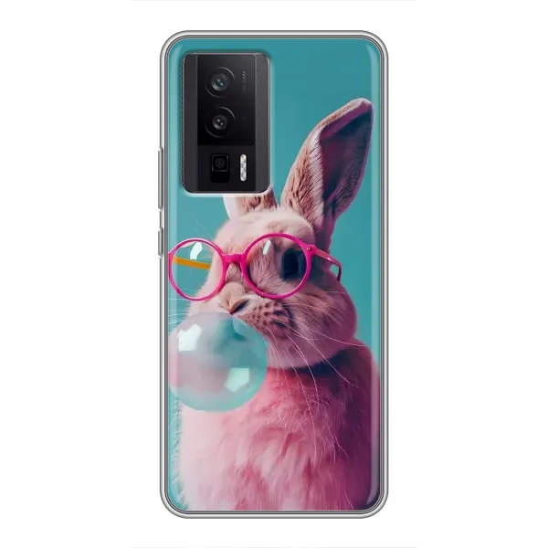 Чехол с принтом «Кролик в очках» для Xiaomi POCO F5 Pro