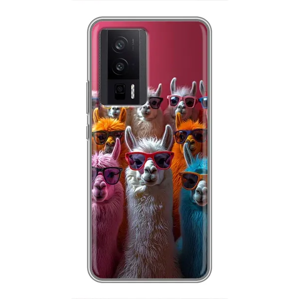 Чехол с принтом «Ламы в очках» для Xiaomi POCO F5 Pro