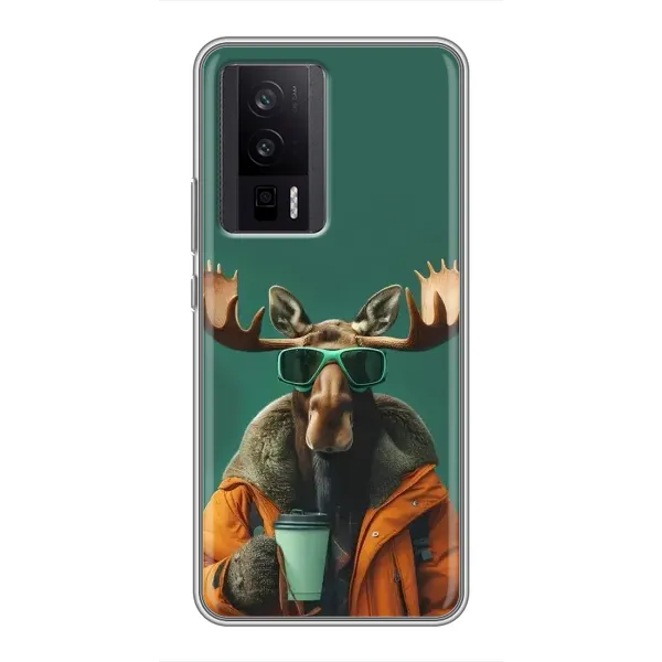 Чехол с принтом «Лось с кофе» для Xiaomi POCO F5 Pro