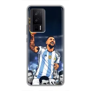 Чехлы для Xiaomi POCO F5 Pro (Leo чемпион) (AlphaPrint) (Месси с кубком)