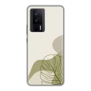 Силконовий чохол з принтом в квітах на Xiaomi POCO F5 Pro (Зелена монстера дизайн)