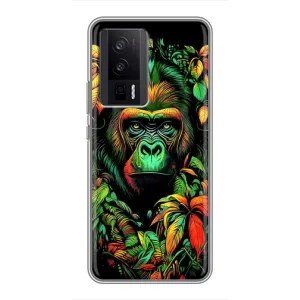 Чехол с Обезьянами Xiaomi POCO F5 Pro - (AlphaPrint) (Обезьяна в тропиках)