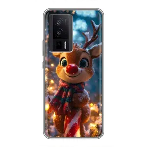 Яскравий чохол для Xiaomi POCO F5 Pro з Зимові Оленята (Олень з шарфом)