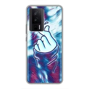 Чехол с принтом для Xiaomi POCO F5 Pro (AlphaPrint - Знак сердечка) (Радужное сердце)