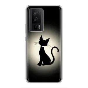 Чехол с принтом для Xiaomi POCO F5 Pro (AlphaPrint) Модные коты (Силуэт котика)