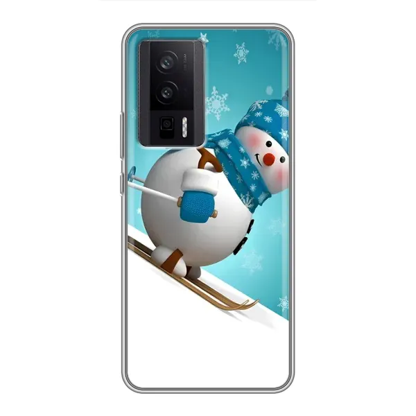 Чехол с принтом «Снеговик на лыжах» для Xiaomi POCO F5 Pro