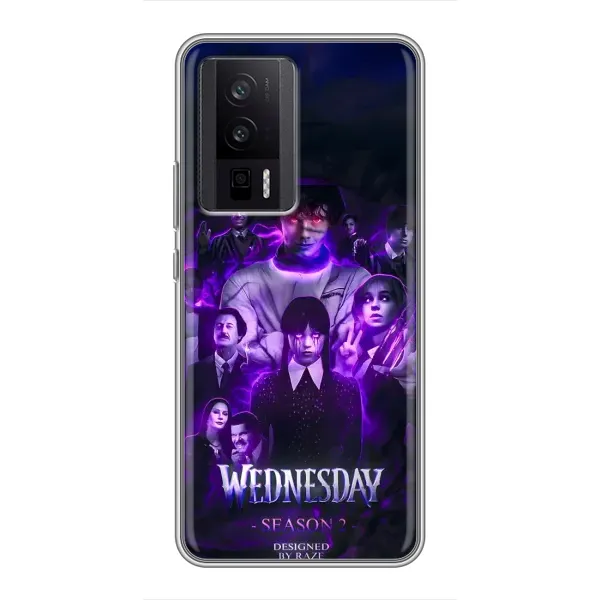 Чохол з принтом «Фіолетова магія Венздей» для Xiaomi POCO F5 Pro