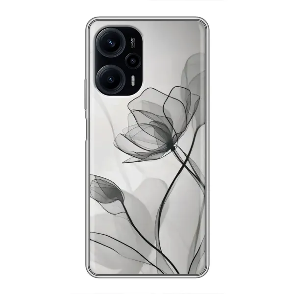 Чехол с принтом «Черные цветы» для Xiaomi POCO F5