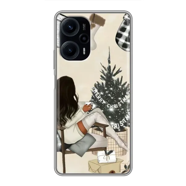 Чехол с принтом «Девушка с елкой» для Xiaomi POCO F5 Чехол с принтом «Девушка с елкой» для Xiaomi POCO F5