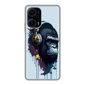 Чохол з Мавпами Xiaomi POCO F5 - (AlphaPrint) (Горила в навушниках)