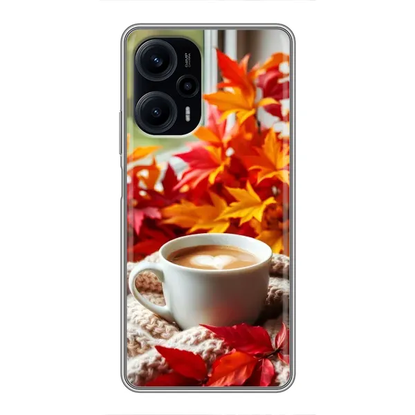 Чохол з принтом «Кава та листя» для Xiaomi POCO F5 Чохол з принтом «Кава та листя» для Xiaomi POCO F5