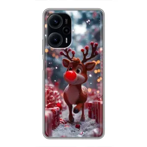 Яркий чехол для Xiaomi POCO F5 с Зимними Оленятами (Олень среди подарков)