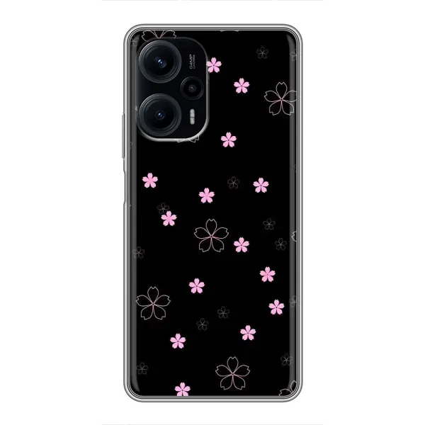 Чехол с принтом «Розовые цветы на черном» для Xiaomi POCO F5