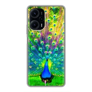 Чехол с птицами на Xiaomi POCO F5 (VPrint) (Яркий Павлин)
