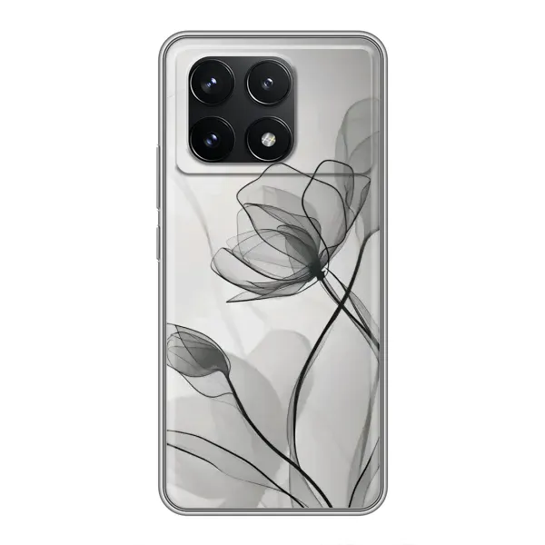 Чехол с принтом «Черные цветы» для Xiaomi POCO F6 Pro