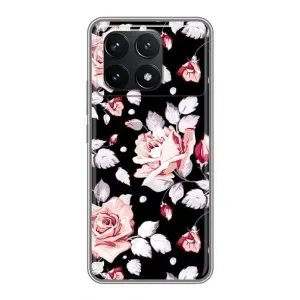 Чехлы с Цветами для Xiaomi POCO F6 Pro (VPrint) (Цветочки на черном)