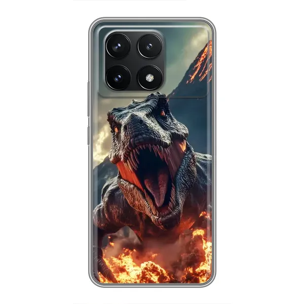 Чохол з принтом «Вогняний динозавр» для Xiaomi POCO F6 Pro