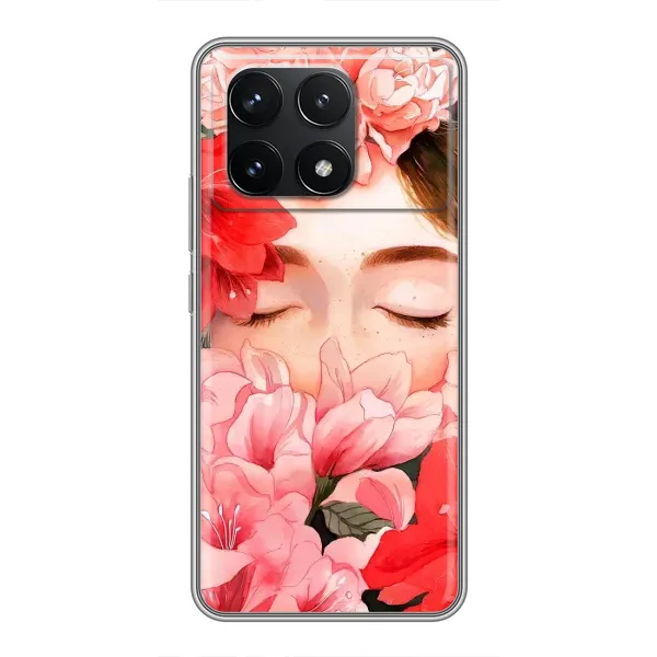 Чехол с принтом «Глаза в цветах» для Xiaomi POCO F6 Pro