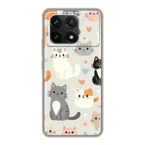 Чехол с рисунком кот на Xiaomi POCO F6 Pro (Коллаж котов)