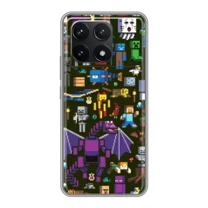 Чехол Майнкрафт на Xiaomi POCO F6 Pro (AlphaPrint) Minecraft (Коллаж Майнкрафт)