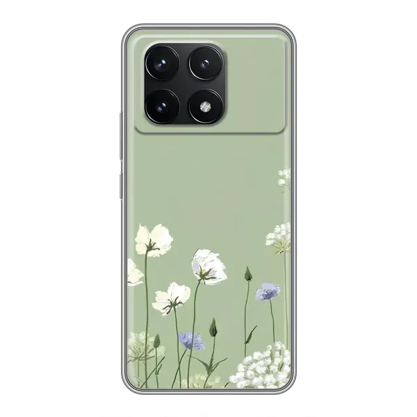 Чехол с принтом «Цветы на зеленом» для Xiaomi POCO F6 Pro