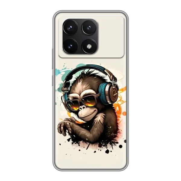 Чохол з принтом «Макака в навушниках» для Xiaomi POCO F6 Pro