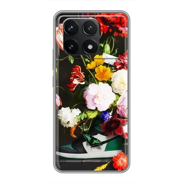 Чехол с принтом «Nike цветы» для Xiaomi POCO F6 Pro