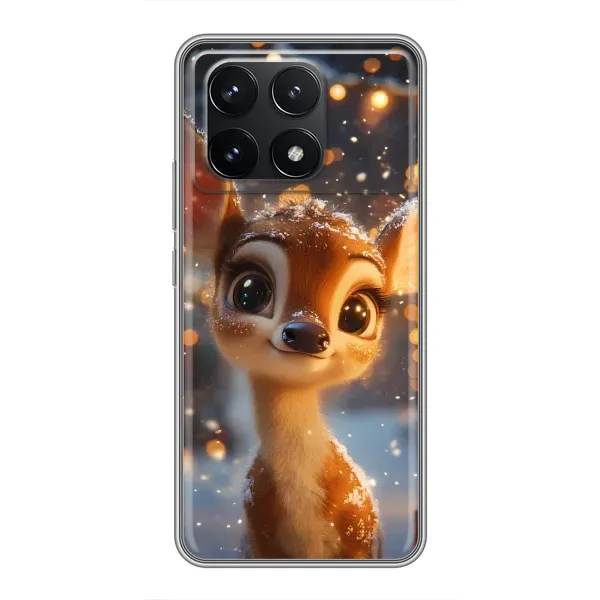Чохол з принтом «Оленятко серед гірлянд» для Xiaomi POCO F6 Pro