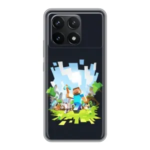 Чехол Майнкрафт на Xiaomi POCO F6 Pro (AlphaPrint) Minecraft (персонажи Minecraft)