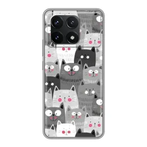 Чехлы с Котиками для Xiaomi POCO F6 Pro (VPrint) (Рисованные котики)