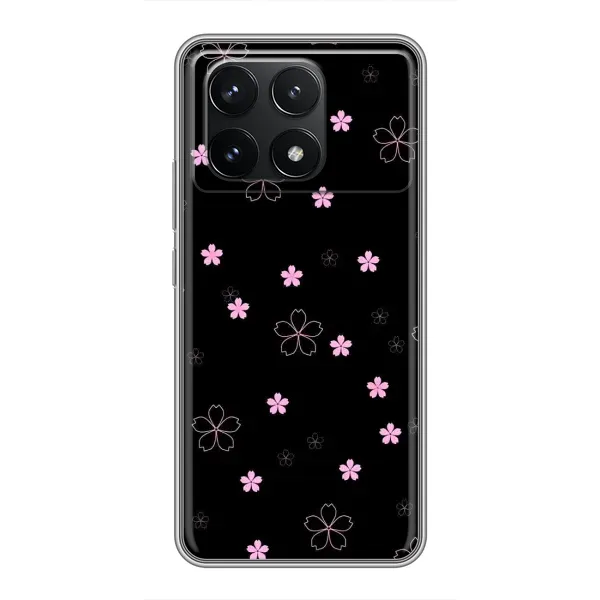 Чехол с принтом «Розовые цветы на черном» для Xiaomi POCO F6 Pro Чехол с принтом «Розовые цветы на черном» для Xiaomi POCO F6 Pro