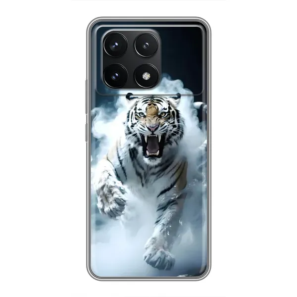 Чохол з принтом «Білий тигр у диму» для Xiaomi POCO F6 Pro