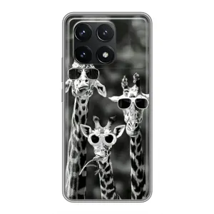 Силіконовий чохол з КАРТИНКАМИ літо для Xiaomi POCO F6 Pro (AlphaPrint) (Жирафи в окулярах)