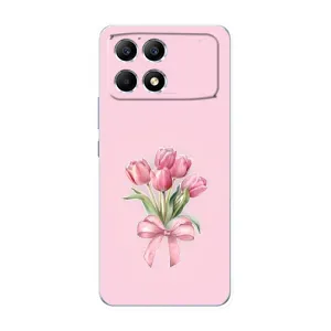 Чехол с розовым рисунком для Xiaomi POCO F6 (Букет цветов)