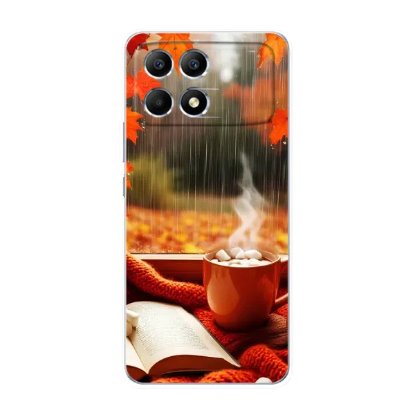 Чехол с принтом «Кофе и дождь» для Xiaomi POCO F6
