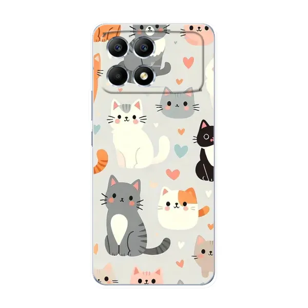 Чохол з принтом «Колаж котів» для Xiaomi POCO F6 Чохол з принтом «Колаж котів» для Xiaomi POCO F6