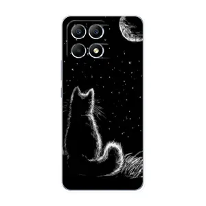 Чохол з принтом для Xiaomi POCO F6 (AlphaPrint) Модні коти (Котик і місяць)
