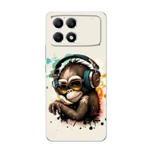 Чохол з Мавпами Xiaomi POCO F6 - (AlphaPrint) (Макака в навушниках)