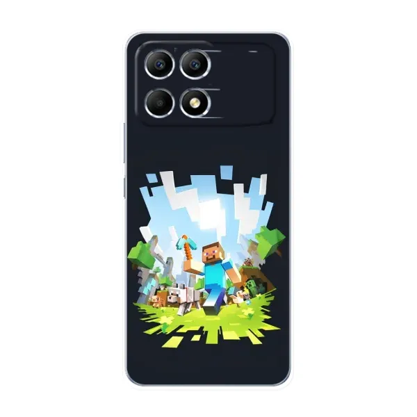 Чехол с принтом «персонажи Minecraft» для Xiaomi POCO F6 Чехол с принтом «персонажи Minecraft» для Xiaomi POCO F6