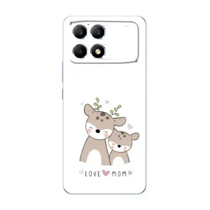 Чехлы для мамы на Xiaomi POCO F6 (Оленята мама и малыш)