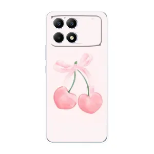 Чехол с розовым рисунком для Xiaomi POCO F6 (Розовые вишни)
