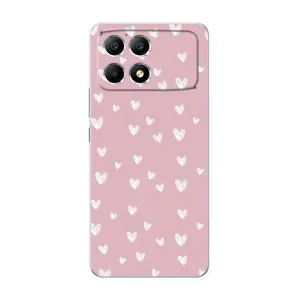 Чехол с розовым рисунком для Xiaomi POCO F6 (Сердечки на розовом)