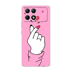 Чехол с принтом для Xiaomi POCO F6 (AlphaPrint - Знак сердечка)